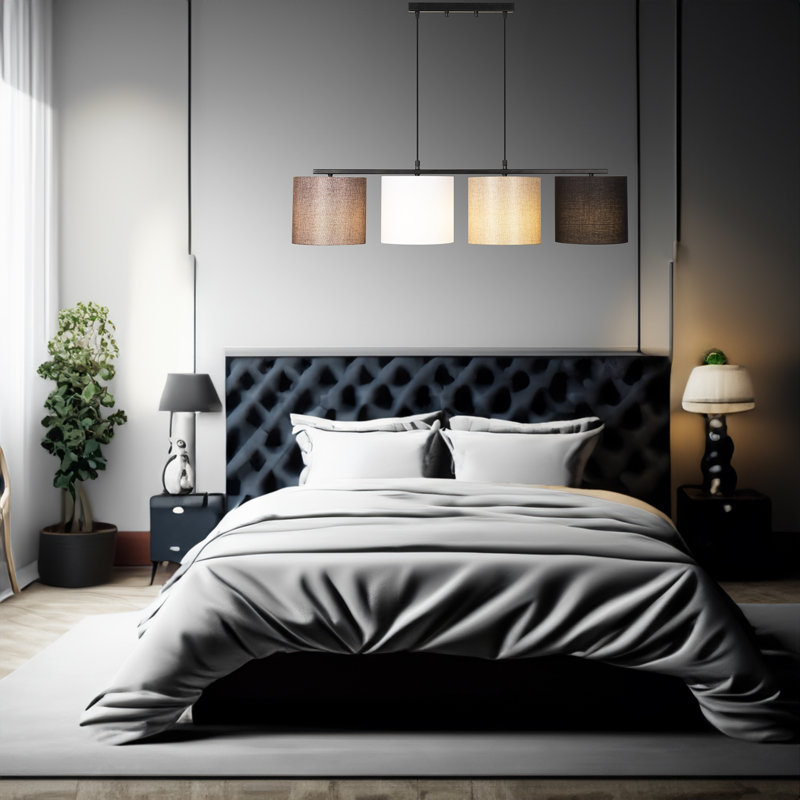 Lustre Chiemena, Noir / blanc / crème / brun, H 9,8 po x l 43,3 po x P 9,8 po