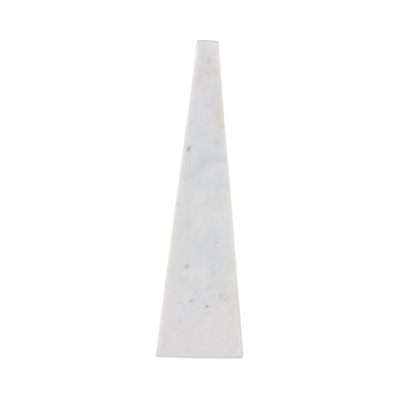 Ivy Bronx Pompano Large Beige And White Marble Pyramid, 14" H x 4" W x 4" D