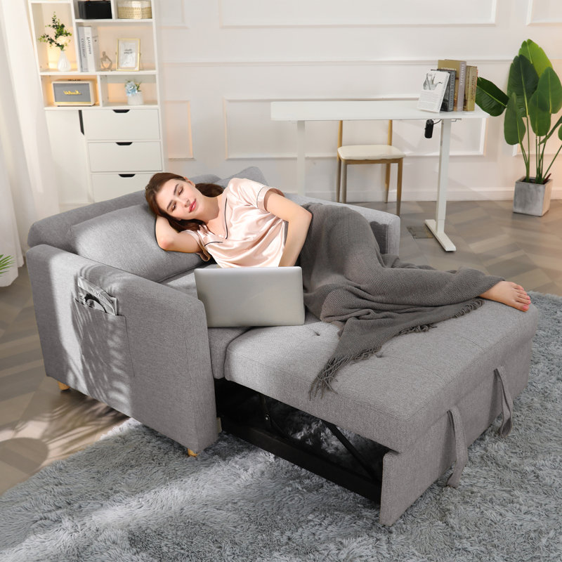 Canapé-lit inclinable de 48,8 po de largeur, Gris