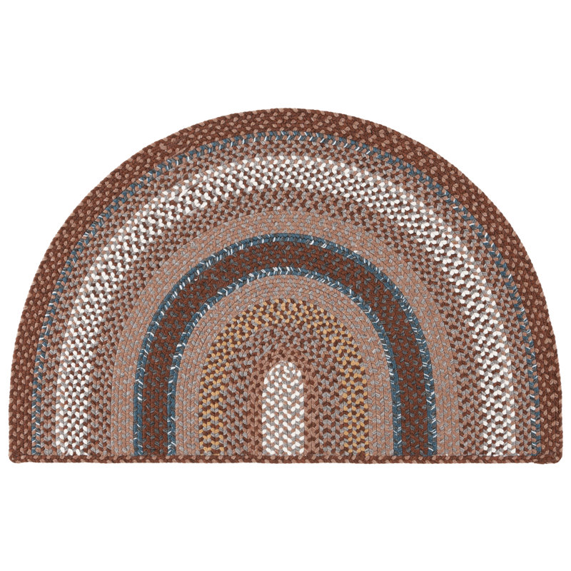 Liptak Braided Hand Woven Performance Machine Washable Geometric Indoor/Outdoor Area Rug, Half Moon 2'6" x 4'