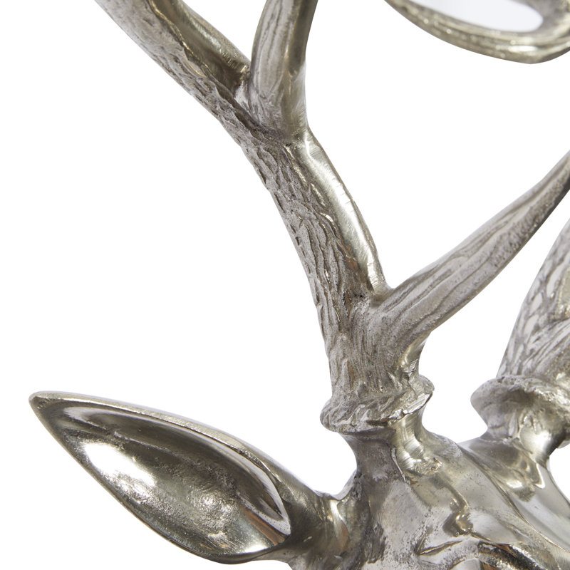 Aluminum Metal Head Deer Silver Wall Decor