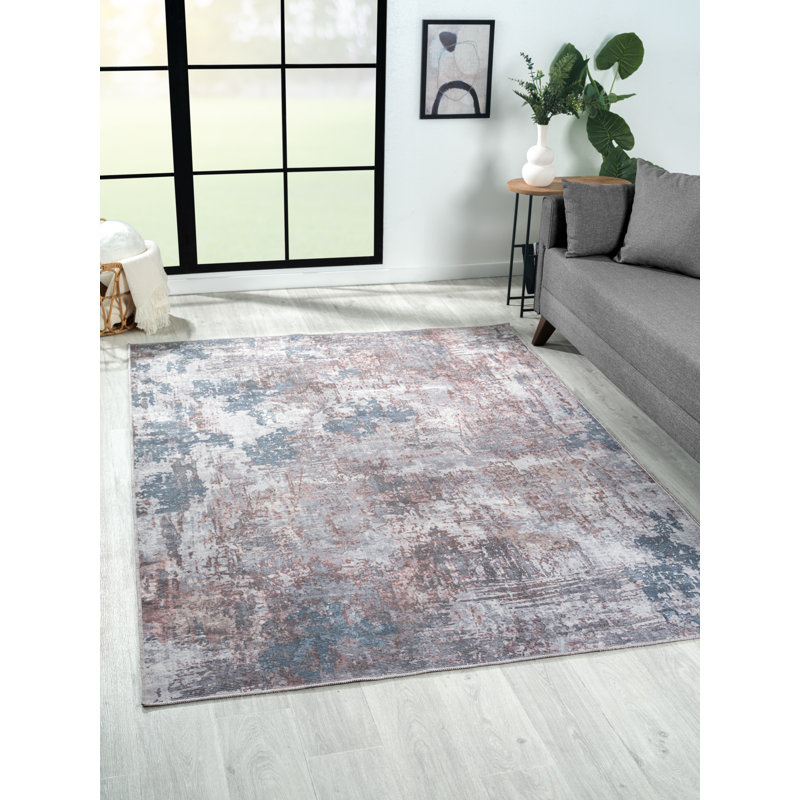 Washable Savana grey/blue/brown Mix Rug, Rectangular 160 x 230cm