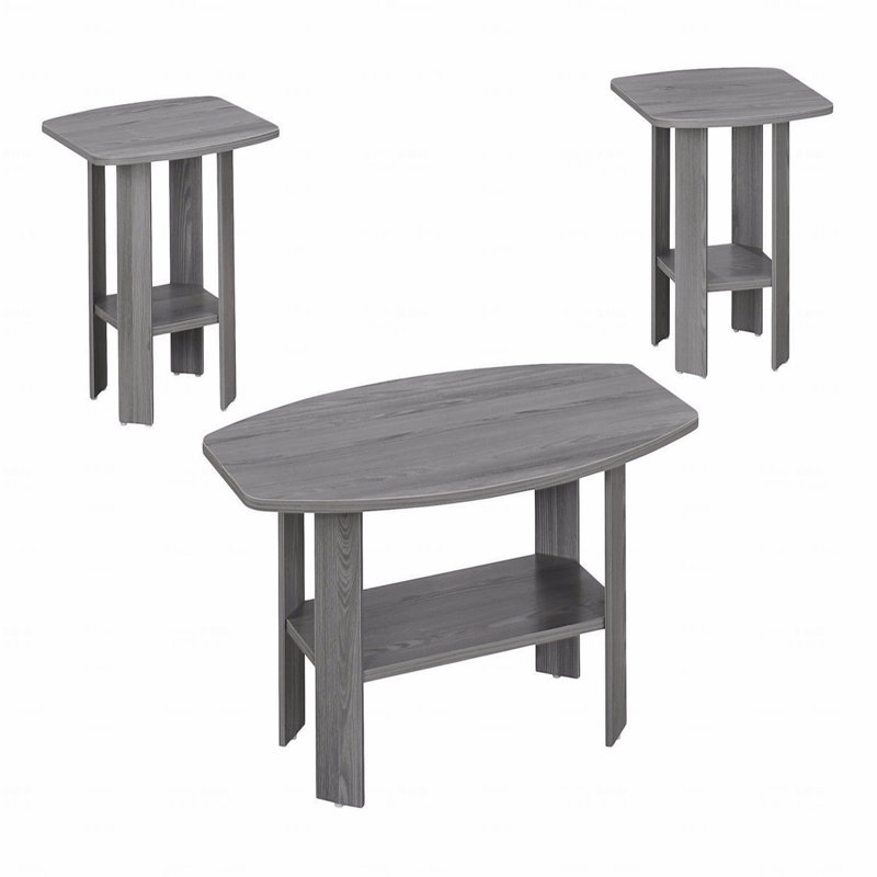Ensemble de table, ensemble 3 pièces, café, bout, côté, accent, stratifié, transitionnel, Gris