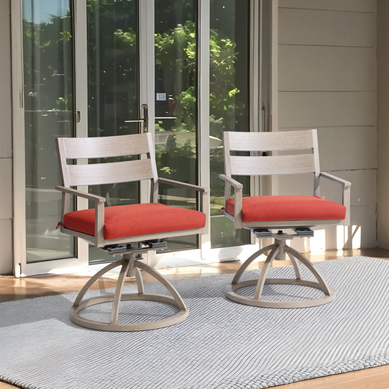 Chaises de salle à manger d'extérieur pivotantes et berçantes avec coussin Sunbrella, Rouge