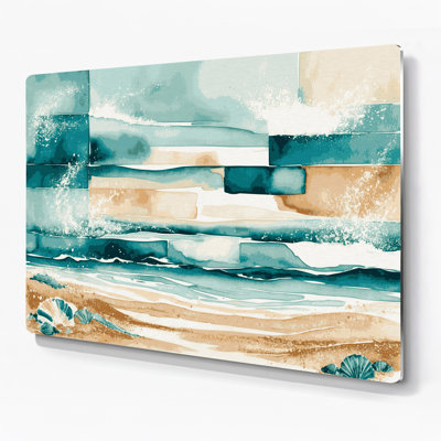 Art mural en métal beige Coastal Beach Block Deluxe