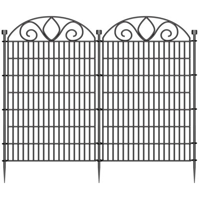 Clôture de jardin No Dig, clôture pour chien d'extérieur pour la cour, 34 po, clôture de barrière pour animaux 10 panneaux, 22 pi de long, métal résistant à la rouille, clôture temporaire décorative pour camping-car, parterres de fleurs et patio
