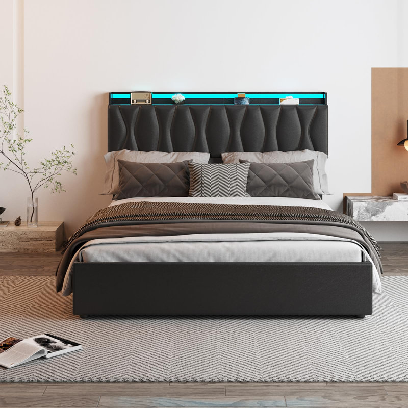 Lit plateforme tapissier Helmgard, Double