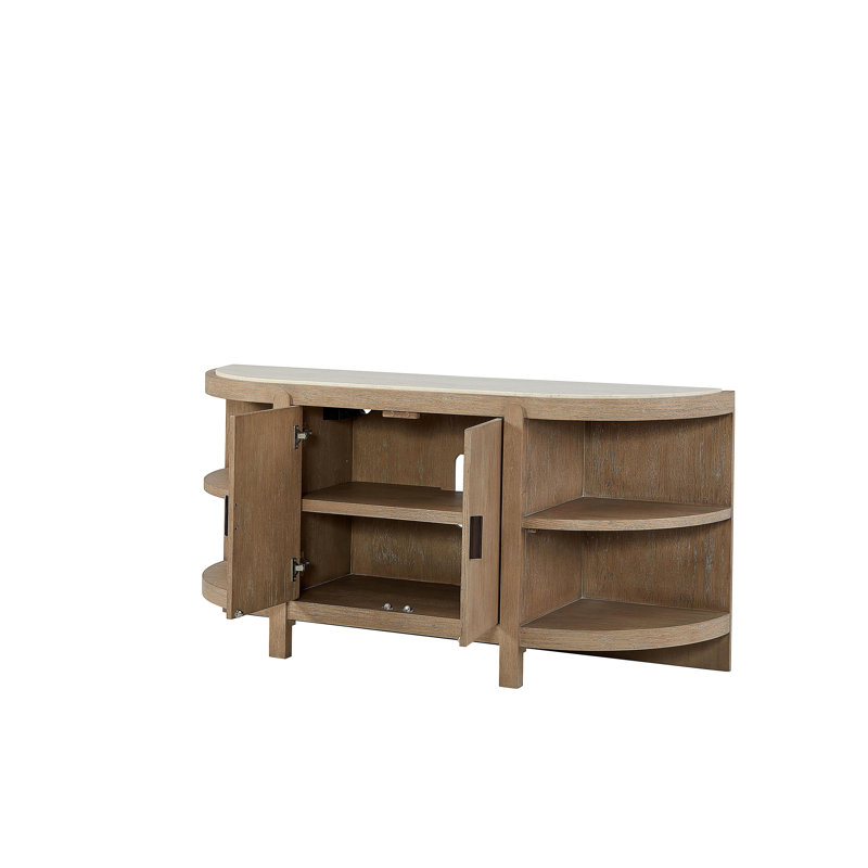 Console courbée à 2 portes avec plateau en marbre
