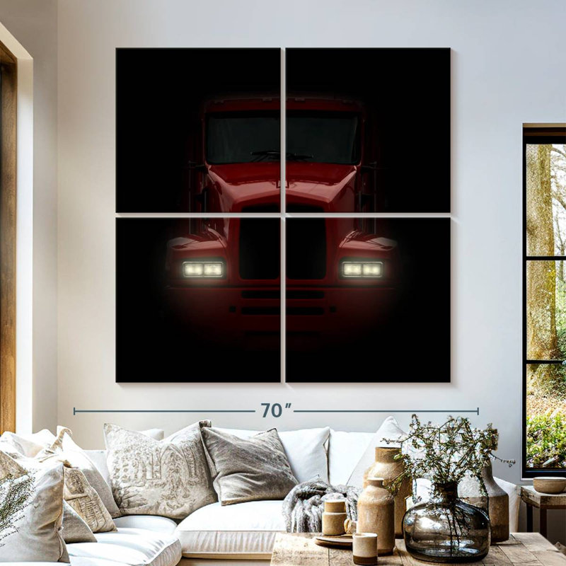 Mehar Dark Red Truck, 57" H x 57" W