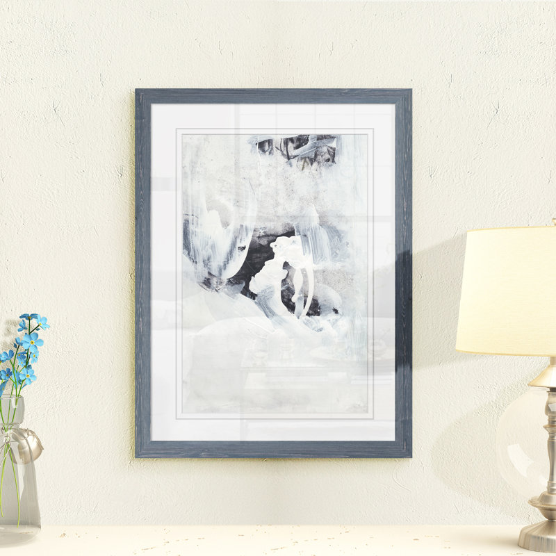 " Fire And Ice IV " by Paul Cezanne, Grey Framed Paper, 28" H x 38" W x 1.3" D