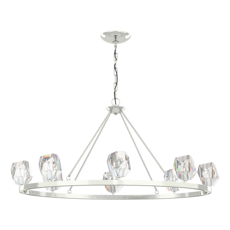Gatsby 8 - Light Unique Wagon Wheel Chandelier with Crystal Accents, Sterling