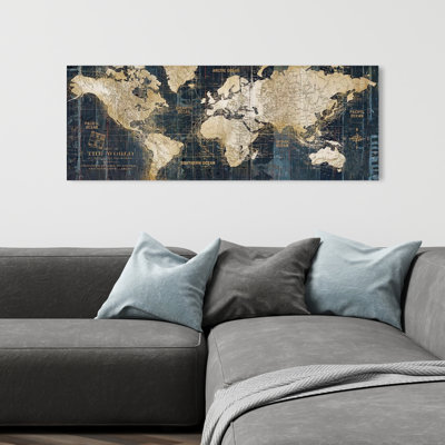 'Vintage World Map' - Wrapped Canvas Print