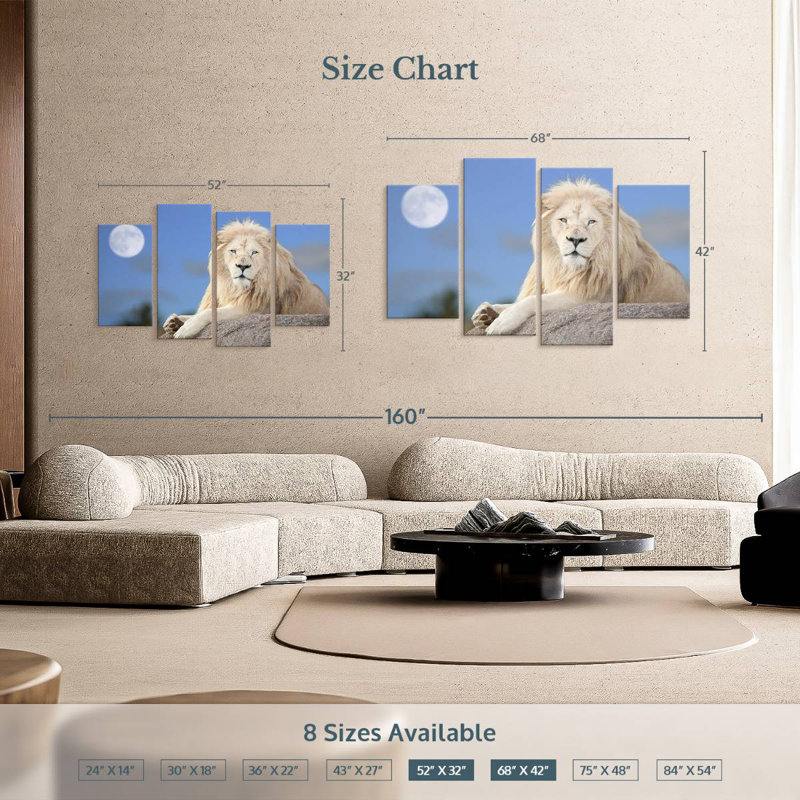 Brampt Lion Wild Cat, 32" H x 52" W