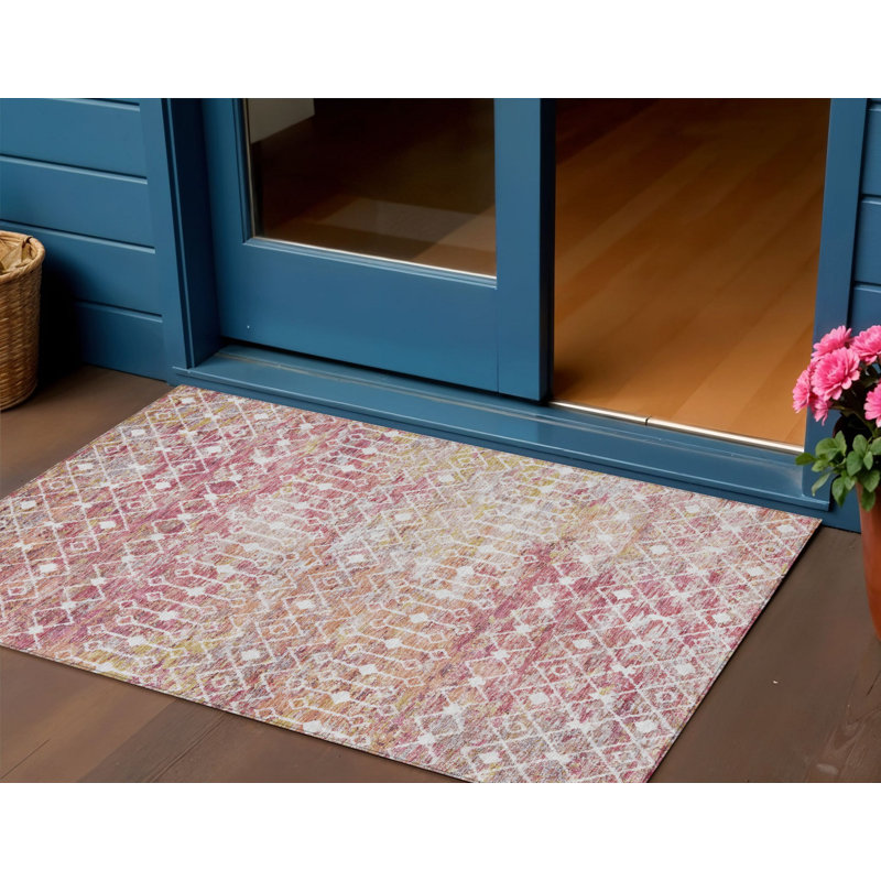 Tapis intérieur lavable 3 pi x 5 pi argyle rose