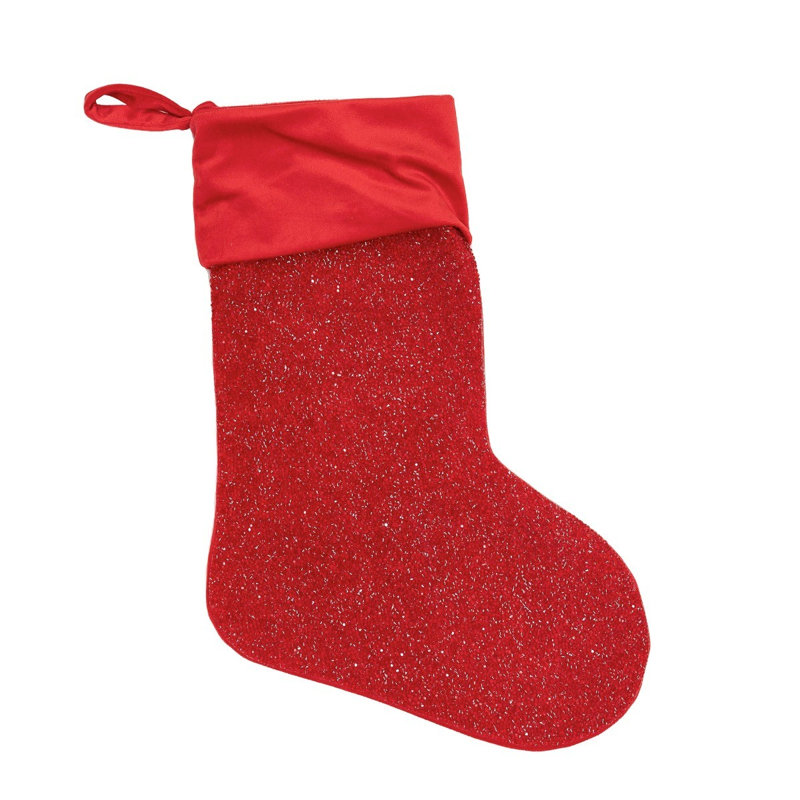  Bas lumineux Sparkles Home | Matériau en velours | Strass en résine | Doublure en feutre | 5 couleurs, Rouge