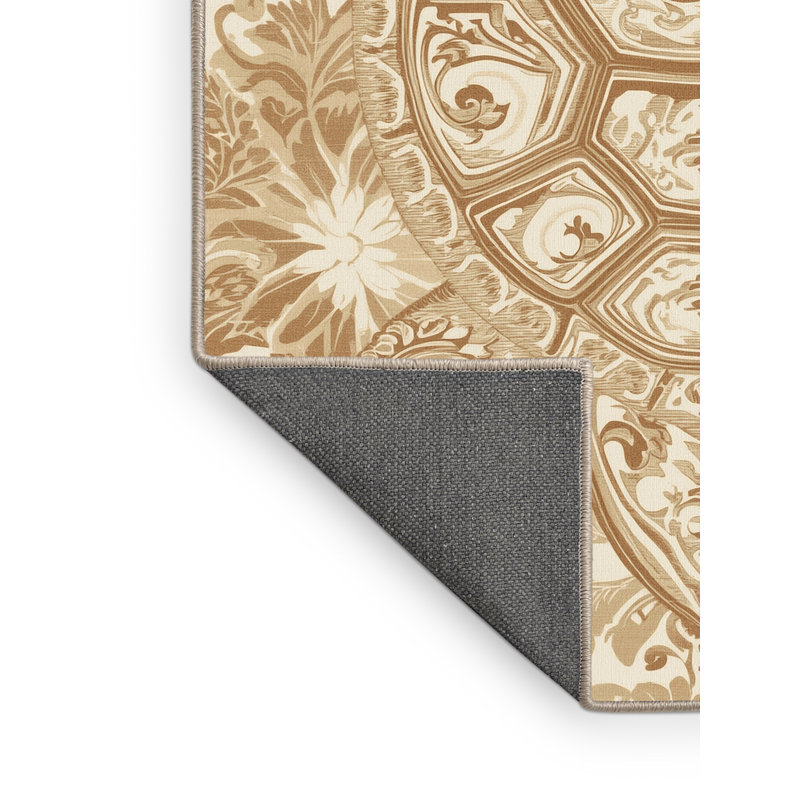 Tapis en peluche doux et moelleux à motif de damas classique brun et beige, 8x10