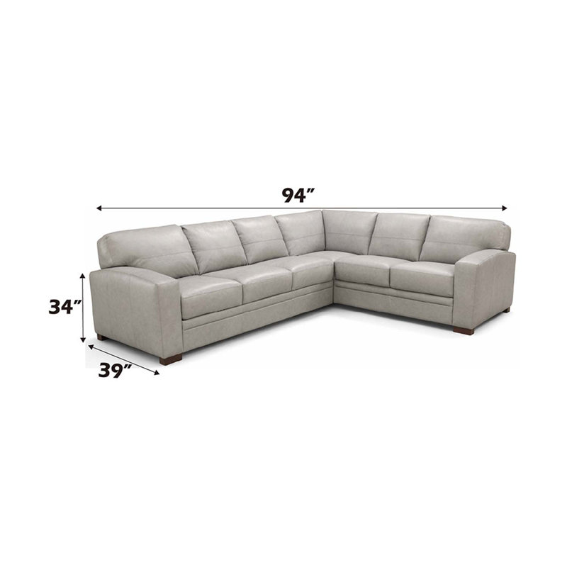 Canapé modulaire de 174 po avec couchette Goma, cuir fleur gris clair