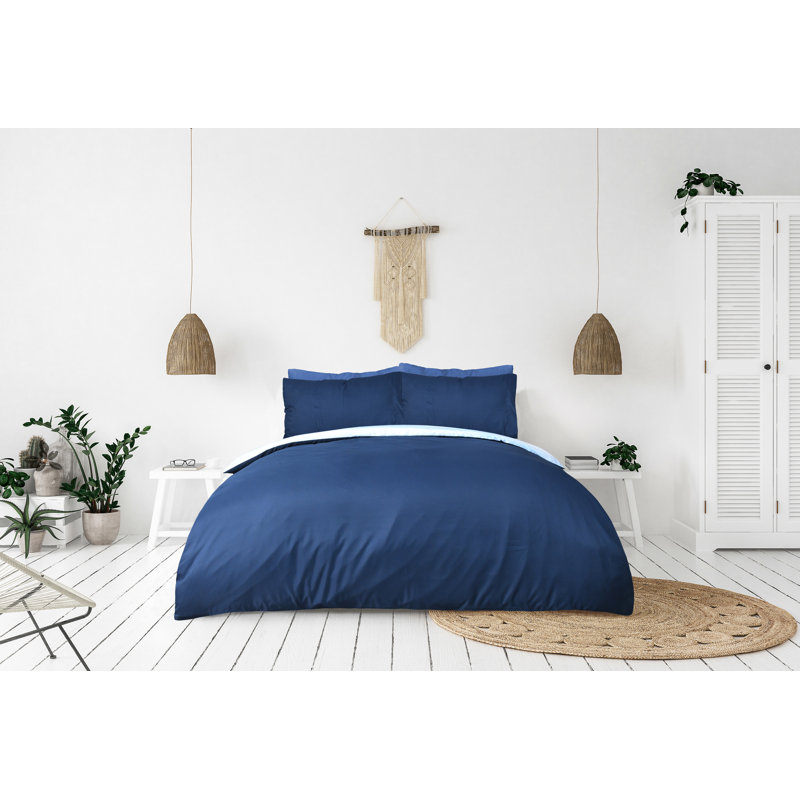 Weathers Polyester Striped Duvet Cover with Pillowcases, Super King Duvet Cover + 2 Standard Pillowcases, Blue
