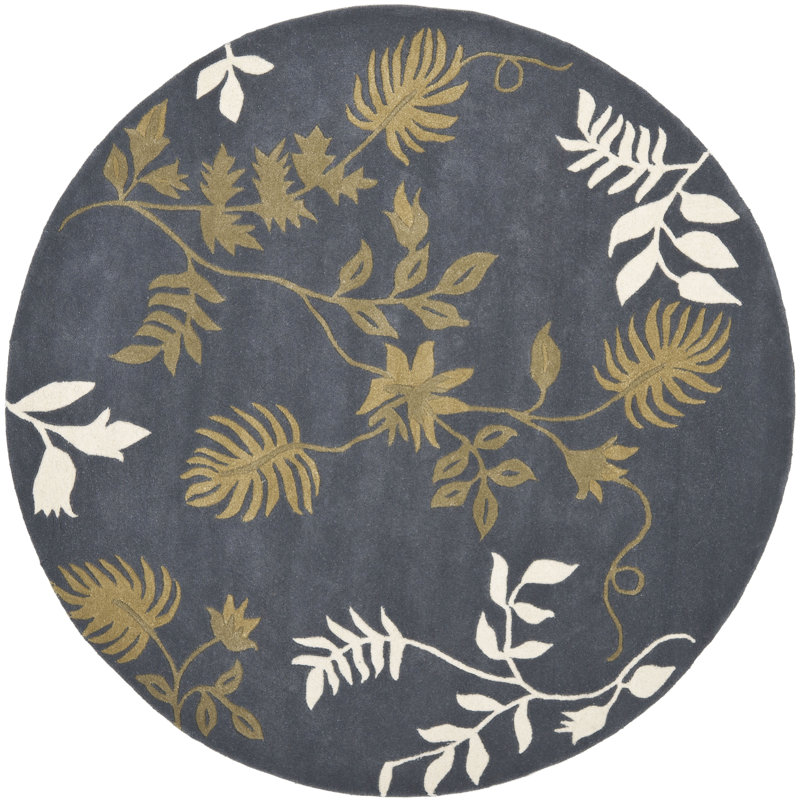 Tapis floral en laine et viscose touffeté à la main Candelo Soho, Rond 6 pi