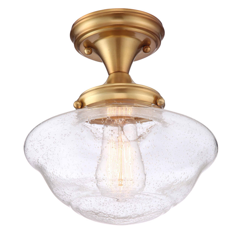 Millsap Glass Semi Flush Mount, Satin Gold