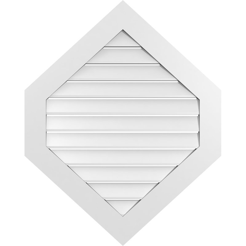 Vertical Peaked Surface Mount Signature Urethane Functional Gable Vent 11/12 Pitch, Primed Tan, 1" H x 32" W x 40" L