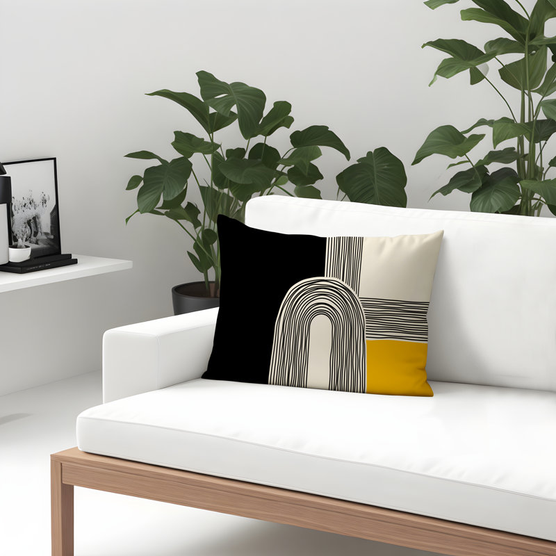 Housse et insert de coussin rectangulaire intérieur / extérieur Cassie, Jaune, H 18 po x l 25 po