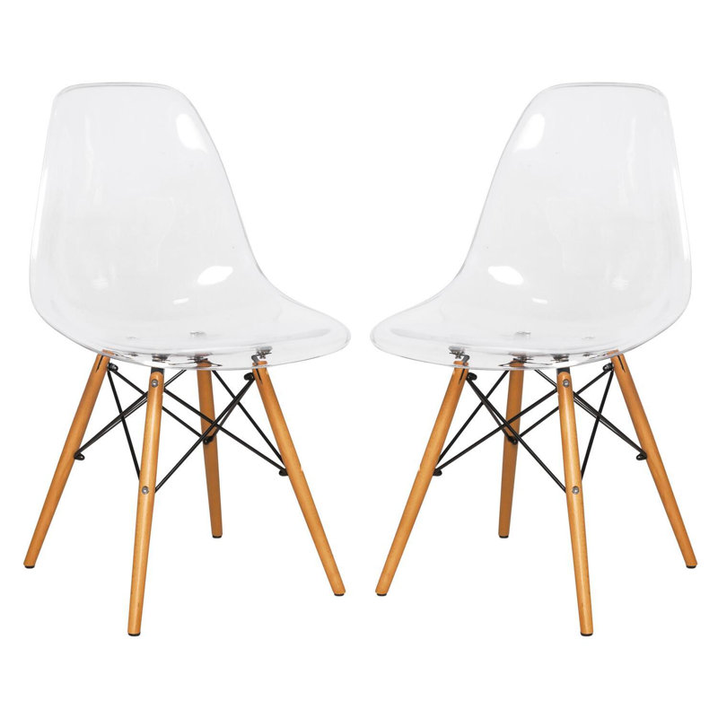  Chaise d'appoint transparente moulée - ensemble de 2