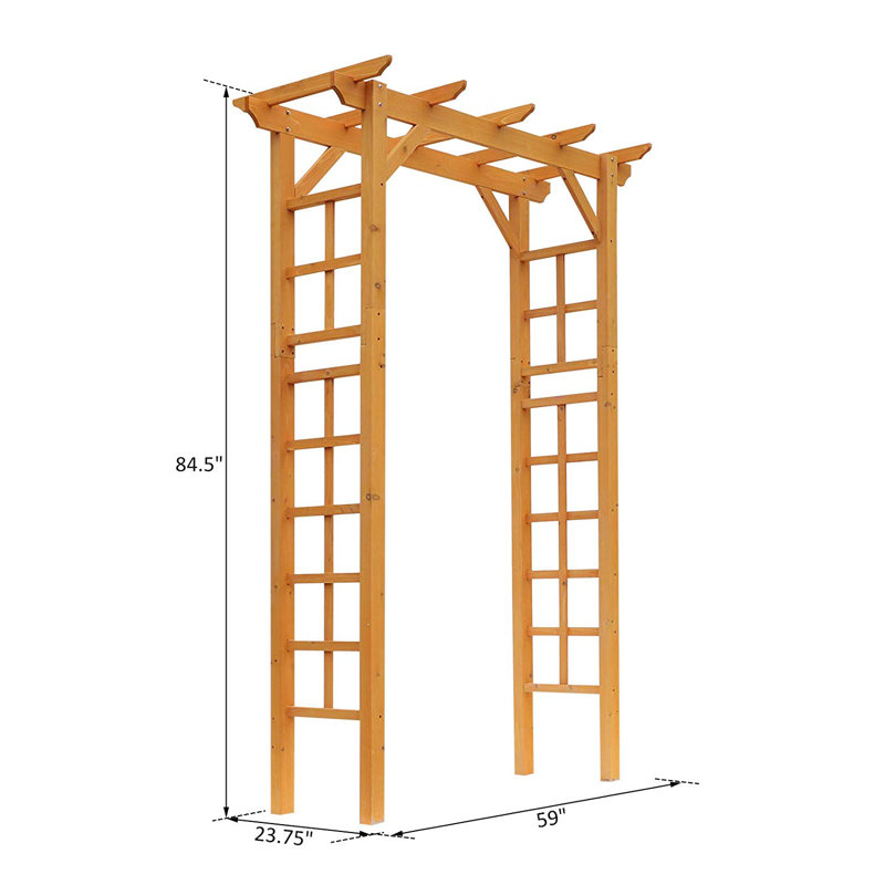 Natural Wood and Steel Garden Arbor Arch Trellis