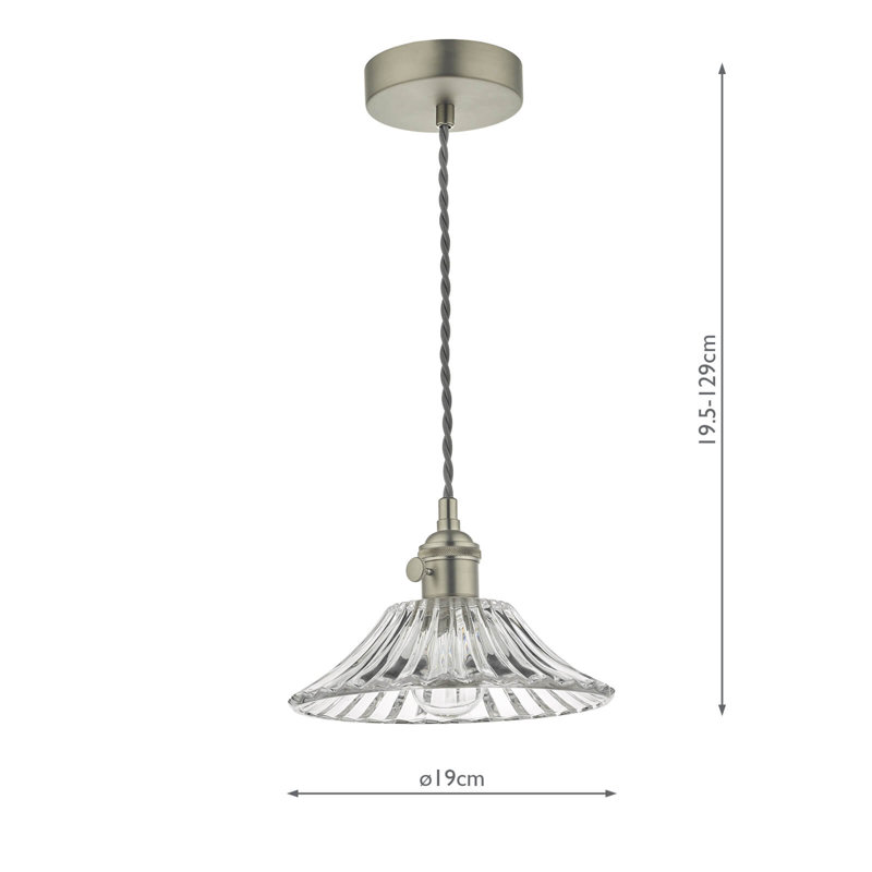 Hadano 1LT SUSPENSION WITH CLEAR FLARED SHD, Antique Chrome