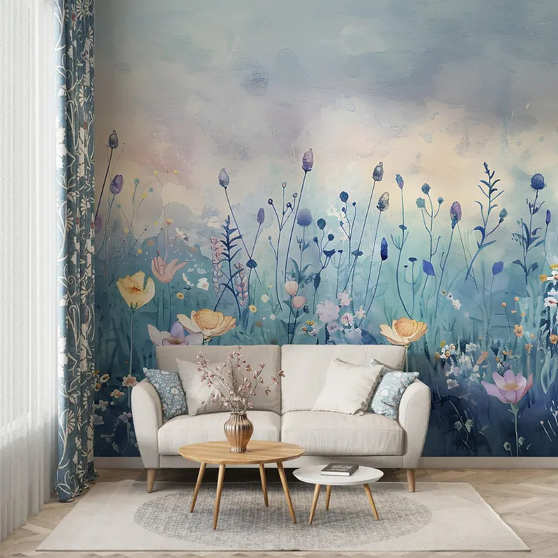 Papier peint Dreamy Watercolor Meadow, L 108 po x l 96 po