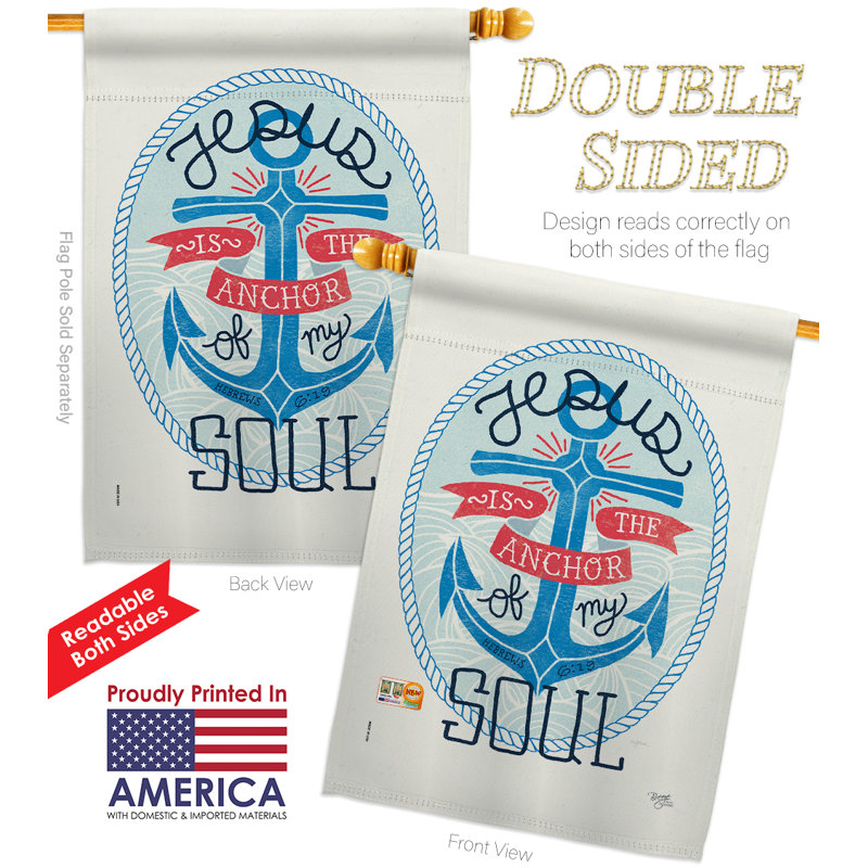 Jesus est le point d’ancrage en polyester 2 faces 40 x 28 po. drapeau pour la maison