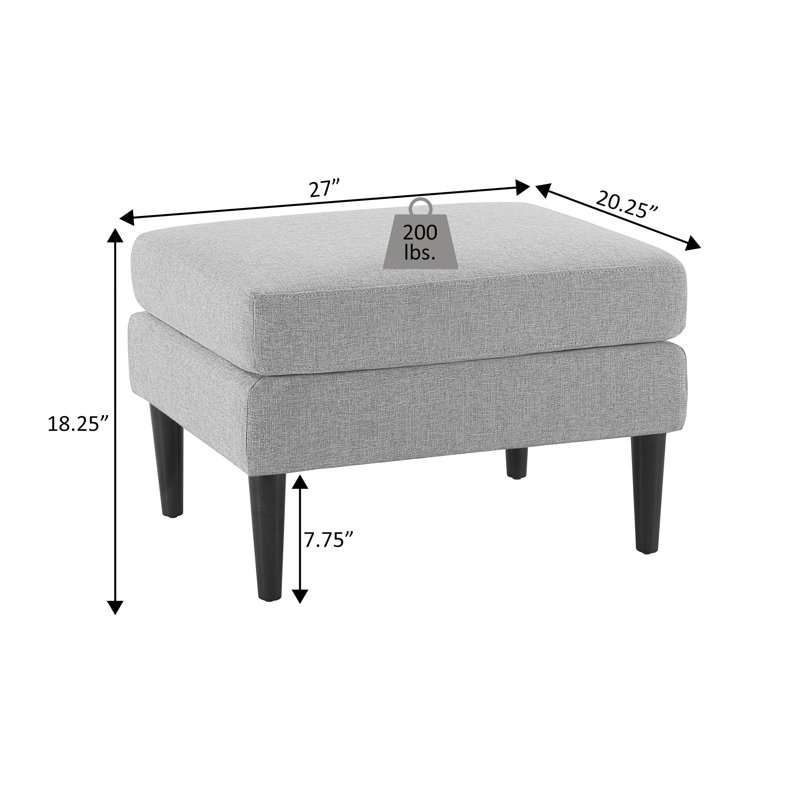 Repose-pieds standard large de 27 po Corwith, Tissu cachemire / noyer foncé