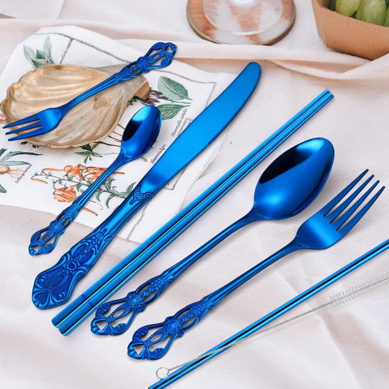 Ensemble de couverts House of Hampton® Eleese, Bleu
