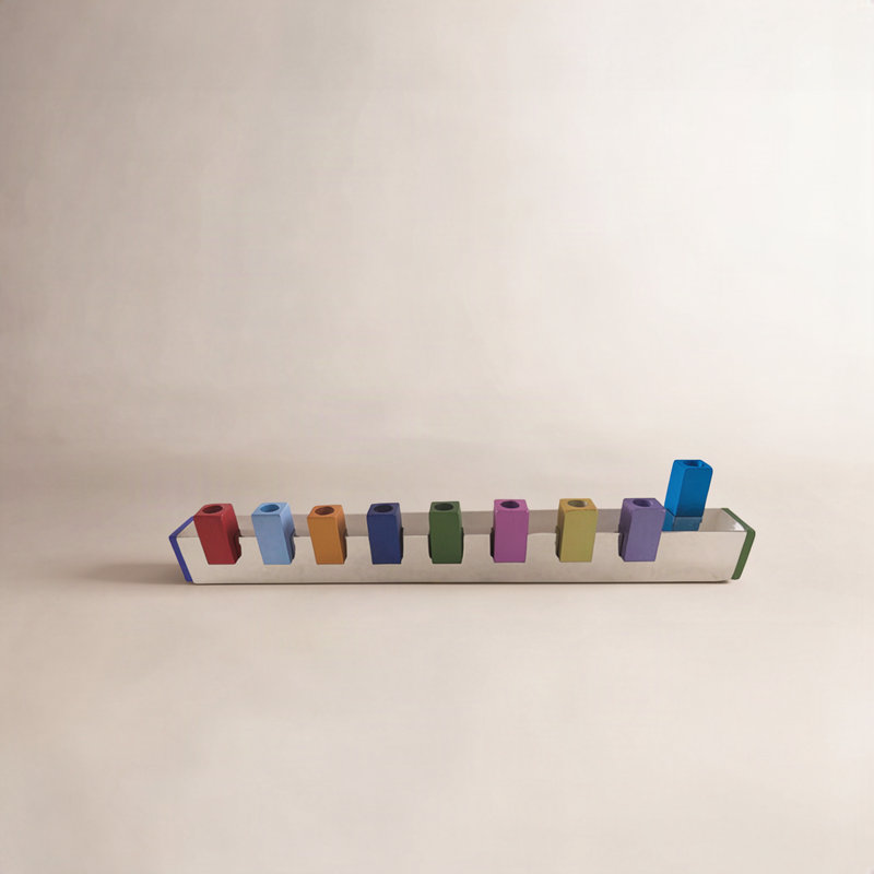Classic Menorah, Orange/Green