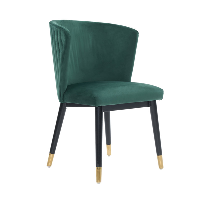 Single Sofina Modern Velvet Dining Chair, Tufted Back, Wooden Frame, Green