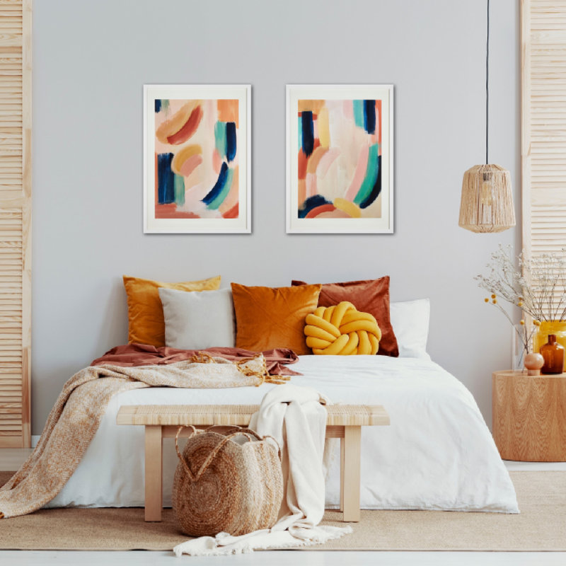 The Rachael Duo - 2 Piece Single Picture Frame Art Prints Set, White, 73cm H x 53cm W x 2cm D