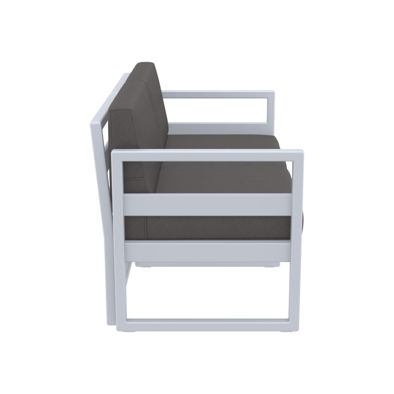 Lane 58'' Wide Straight Loveseat with Cushions, Canvas Charcoal Sunbrella® Canvas, Silver/Gray