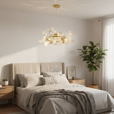 Transitional 8 Light Acrylic Leaf Chandelier