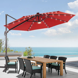 Rojean 132'' Lighted Cantilever Umbrella *similar to stock photo* 