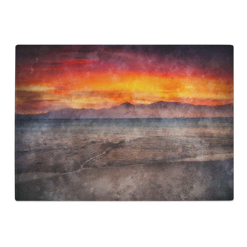 Tempered Glass Spanish Beach at Sunset Chopping Board, 28.5 cm x 39 cm