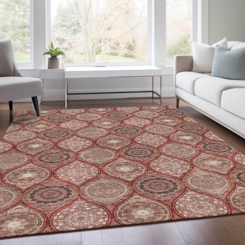 Premium Machine Washable Prisco Paprika Rug, Rectangle 3' x 5'