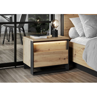 Isla 55cm W Solid + Manufactured Wood Bedside Table