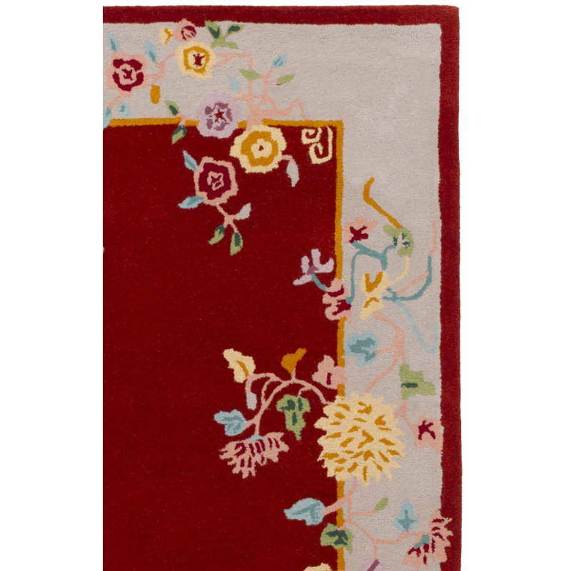 Metro 729 Hand Tufted Wool; Cotton Floral Rug in Rust/Beige, Runner 2'3" x 8'