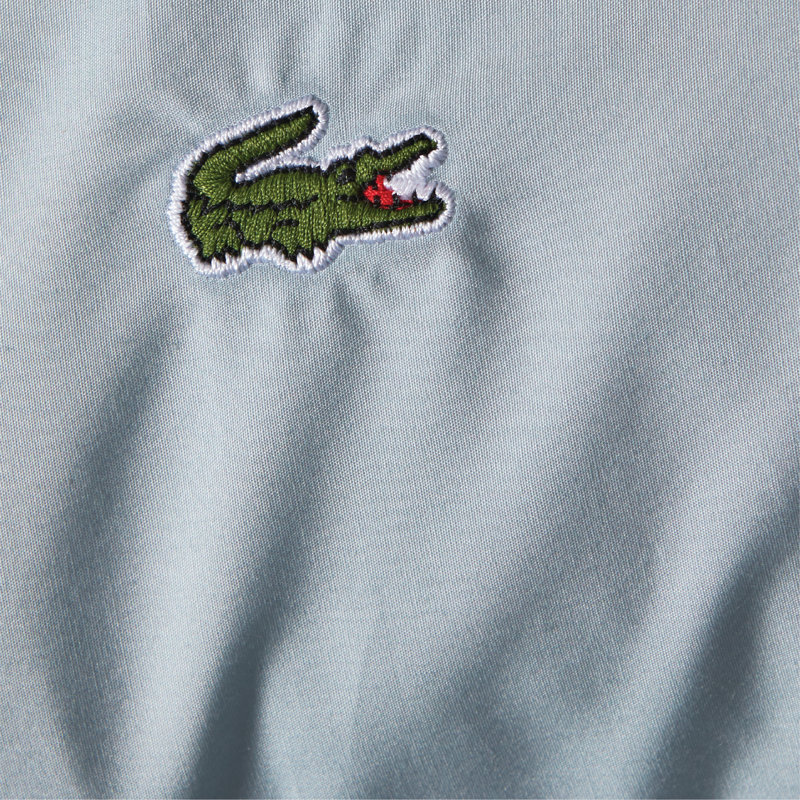 Lacoste Center Line Cotton Percale Sheet Set, Lightweight and Breathable Crisp Feel with Embroidered Crocodile, Light Blue, Twin XL