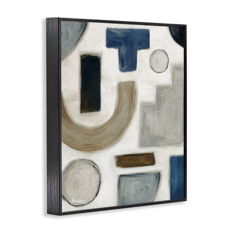  Natural Tone Shapes Grey Framed Giclee Art by Emma Peal, H 30 po x l 24 po, Giclée encadrée noir minuit