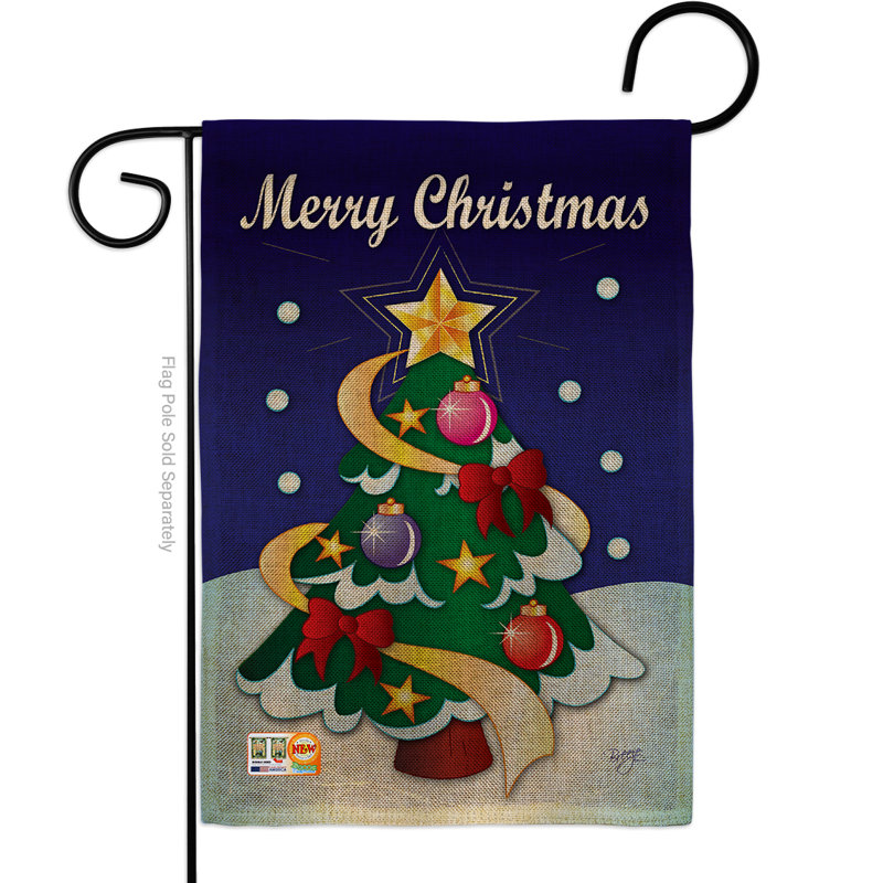 Drapeau de jardin 2 côtés en polyester 1'6,5" x 1'1" merry christmas