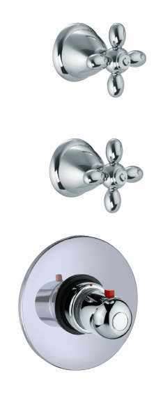 Garniture de robinet thermostatique intégrée avec poignée de contrôle de volume Olivia, Chrome