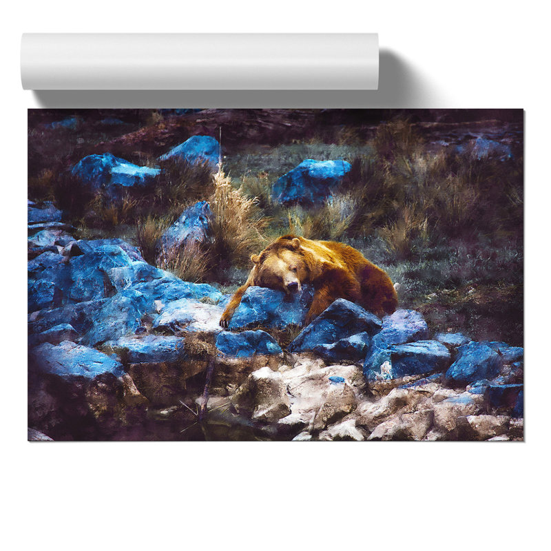Resting Grizzly Bear Painting - Frameless Print, 42cm H x 59cm W x 0.1cm D