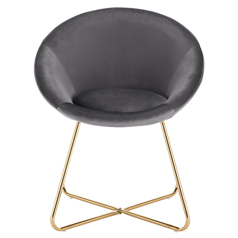 Liverman 44cm H Velvet Upholstered Side Chair, Dark Grey