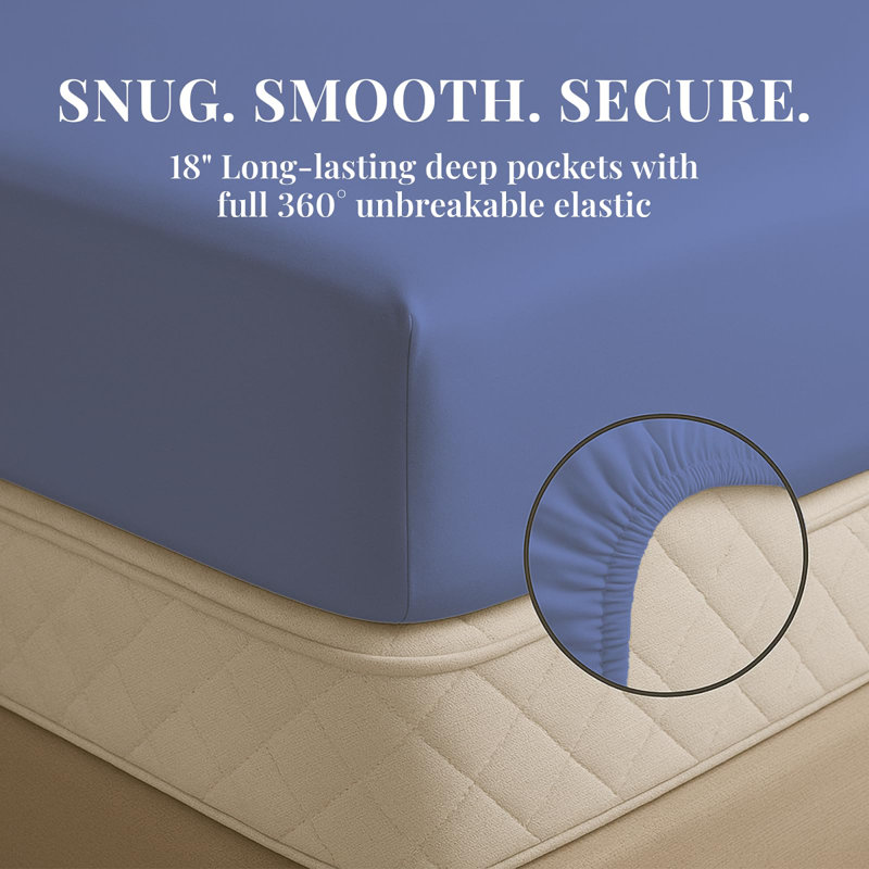 Premium Rayon From Bamboo Blend Sheet Set With Deep Pockets, Cooling and Breathable, Violet